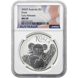 2026 P Australia 1oz Silver Koala NGC MS69 ER Australia Flag Label