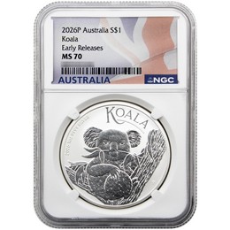 2026 P Australia 1oz Silver Koala NGC MS70 ER Australia Flag Label