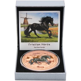 2026 $1 Liberia 5oz Colorized Copper Friesian Horse BU OGP