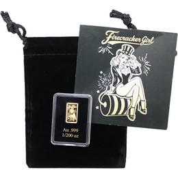 2026 $20 Liberia 1/200th oz Gold Fourth of July Firecracker Girl Proof Ingot in Velvet Pouch