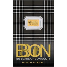 Bon Scott 80th Birthday Perth Mint 1g Gold Bar OGP