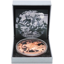 2026 100 Francs Cameroon 5oz Enameled Copper High Relief Headless Horseman Prooflike Coin OGP