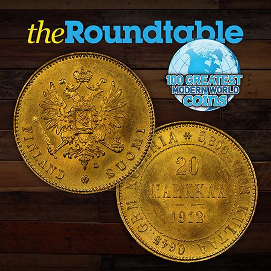 100 Greatest Modern World Coins Series: Grand Duchy of Finland 1912-L Gold 20 Markkaa