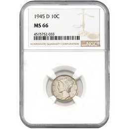 1945 D Mercury Dime NGC MS66