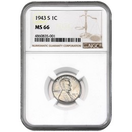 1943-S Lincoln (Steel) Cent NGC MS-66