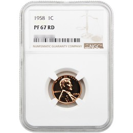 1958 Proof Lincoln Cent NGC PF67 RD