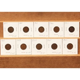 10 Different Indian Cents Fine-Very Fine