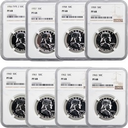 The Last 8 Proof Franklin Half Dollars NGC PF68 (1956-1963)