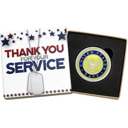 U.S. Armed Forces Navy Officially Licensed 1oz .999 Silver Medallion Enameled in Gift Box