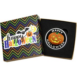 Happy Halloween Pumpkin 1oz .999 Silver Medallion Enameled in Gift Box