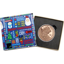 2025 Merry Christmas Skiing Polar Bear Delivery 1 AVDP Ounce Fine Copper Medallion in Gift Box 2025 Merry Christmas Skiing Polar Bear Delivery 1 AVDP Ounce Fine Copper Medallion in Gift Box