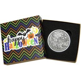 Happy Halloween Graveyard Mummy 1oz .999 Silver Medallion in Gift Box