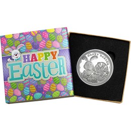 2026 Happy Easter Bunny Rabbit & Basket 1oz .999 Silver Medallion in Gift Box