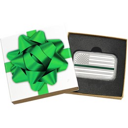 Thin Green Line 1oz .999 Silver American Flag Bar in Gift Box