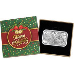 2026 Merry Christmas Santa and Reindeer Hugs 1oz .999 Silver Bar in Gift Box