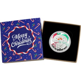 2026 I Love You Snow Much! Snowman 1oz .999 Silver Medallion Enameled in Gift Box