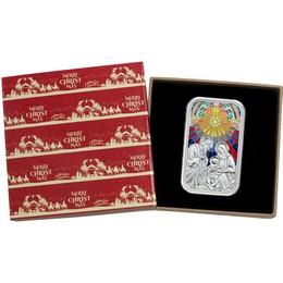 2026 Mary, Joseph, and Baby Jesus Nativity 1oz .999 Silver Bar Enameled in Gift Box
