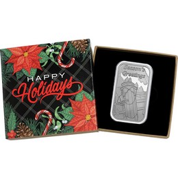 2026 Season's Greetings Winter Sledding 1oz .999 Silver Bar in Gift Box