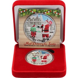 2026 Santa Claus Mailbox Letters 1oz .999 Silver Medallion Enameled in Gift Box