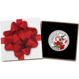 2026 Christmas Wishes Candy Canes 1oz .999 Silver Medallion Enameled in Gift Box