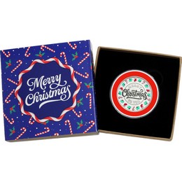 Merry Christmas to You Symbols of Christmas Half Ounce .999 Silver Medallion Enameled in Gift Box
