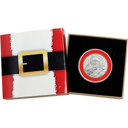 Ho Ho Ho Santa Claus Half Ounce .999 Silver Medallion in Gift Box