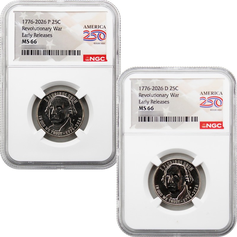 2026 P&D Rev War Set NGC MS66 ER America 250 Label | The Coin Vault