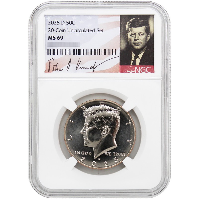 2025 D JFK 1/2$ NGC MS69 from 20-Coin Unc Set Portrait Label | The