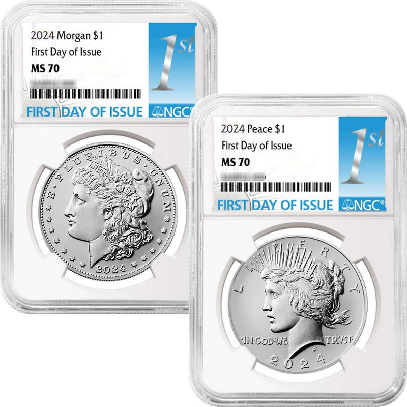 2024 Morgan/Peace Silver Dollar Set NGC MS70 FDI 1st Label | TCV