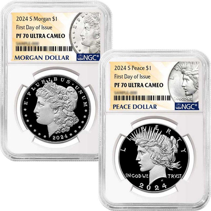 2024 S PF Morgan and Peace Set NGC PF70 UC FDI Morgan/Peace Label