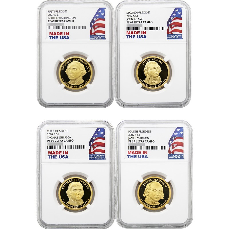 2007 S Proof Presidential Dollar Set NGC PF69 UC Made in the USA
