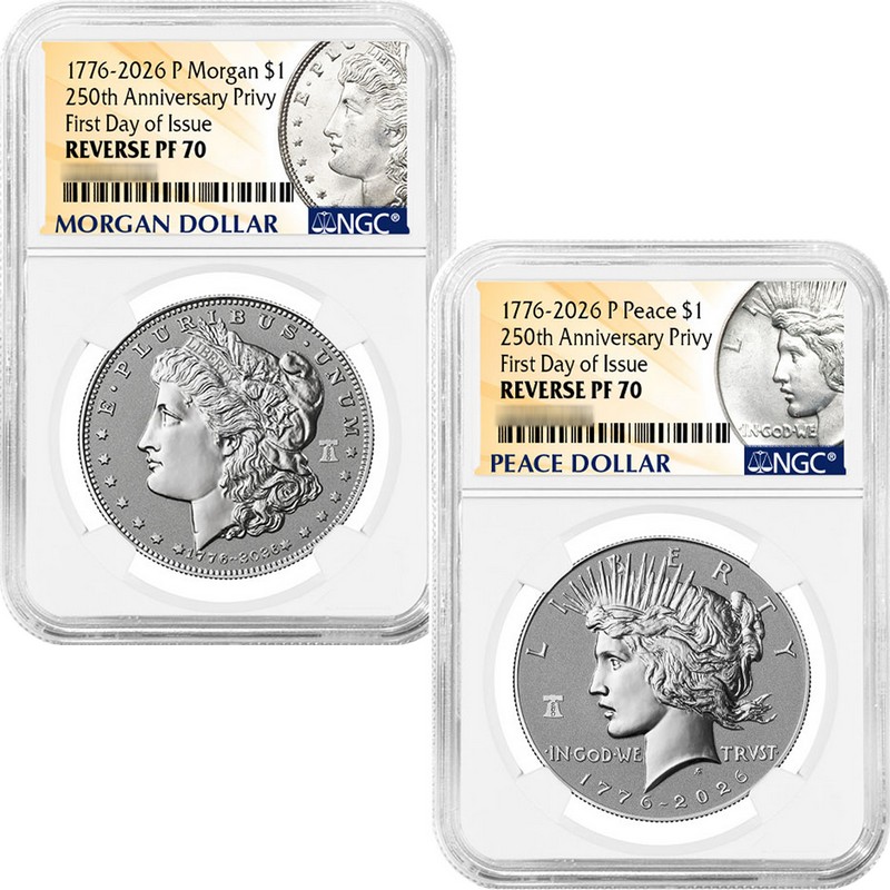 2026 Morgan & Peace Set NGC PF70 FDI Morgan/Peace Label | The Coin