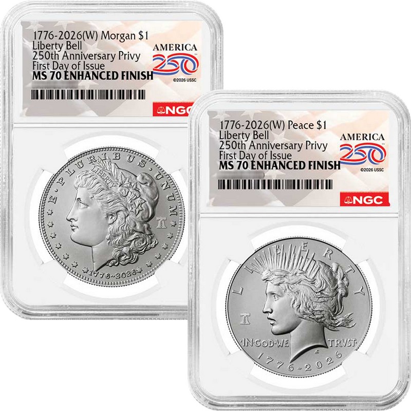 2026(W) En UNC Morgan/Peace Bell Privy NGC MS70FDI 250 | The Coin