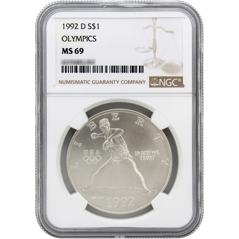 1st DOME 銀テ 1992 D Olympic Baseball Commem Dollar NGC MS69 | The Coin Vault