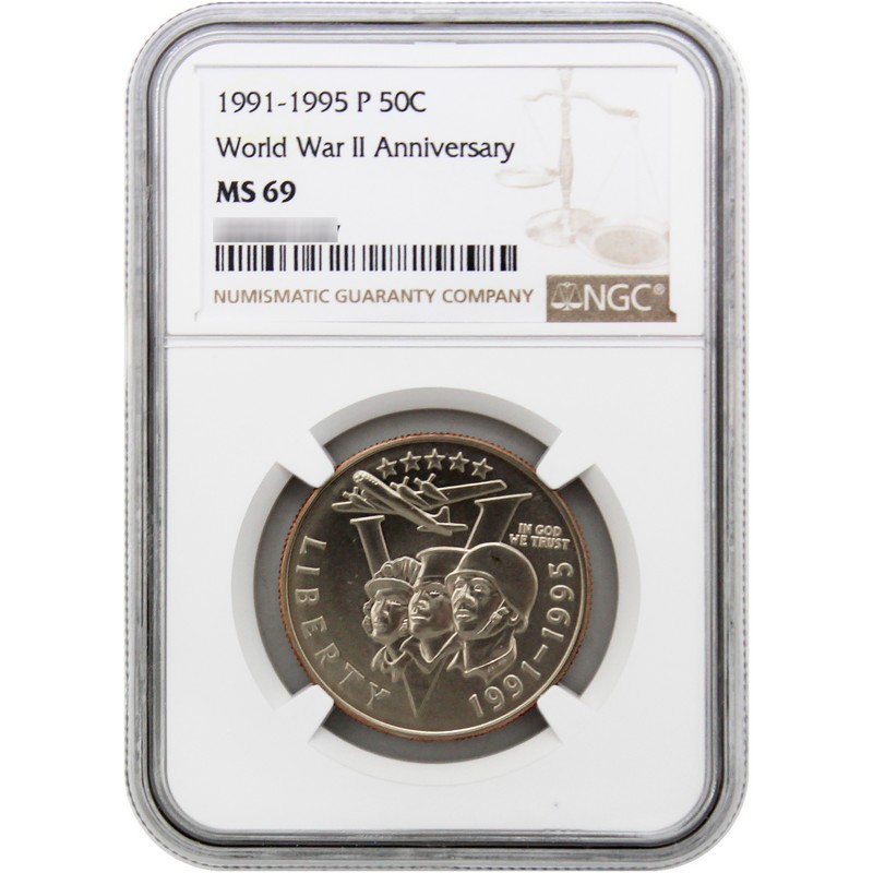 1991-1995 World War II Commem Half Dollar NGC MS69 | The Coin Vault