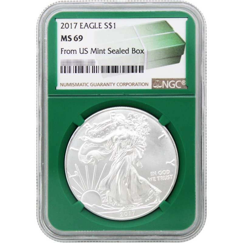 2017 Silver Eagle NGC MS69 Green Core | The Coin Vault