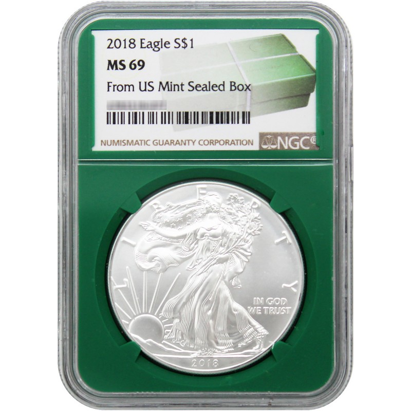 2018 Silver Eagle NGC MS69 Green Core | The Coin Vault