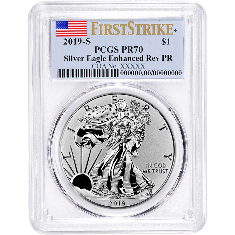 EAGLE　SIGNED　銀貨　アンティークコイン　FS　PROOF　PCGS　CLEVELAND　SILVER　PR70　2019　[送料無料]　ENHANCED　S　10038　REVERSE　#sot-wr-4260-80-