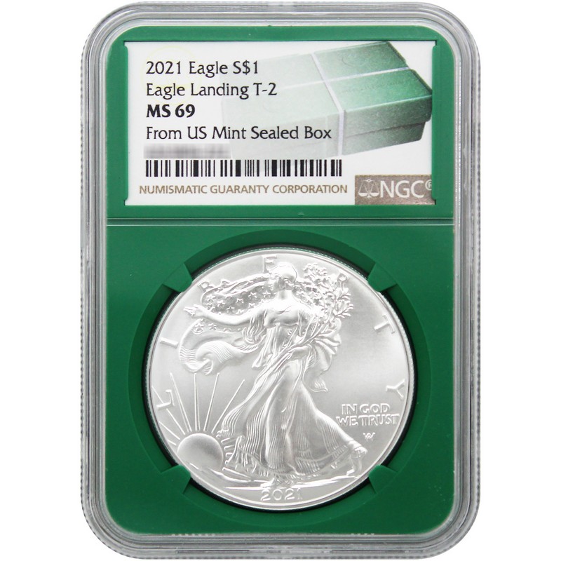 2021 Type 2 Silver Eagle NGC MS69 Green Core | The Coin Vault