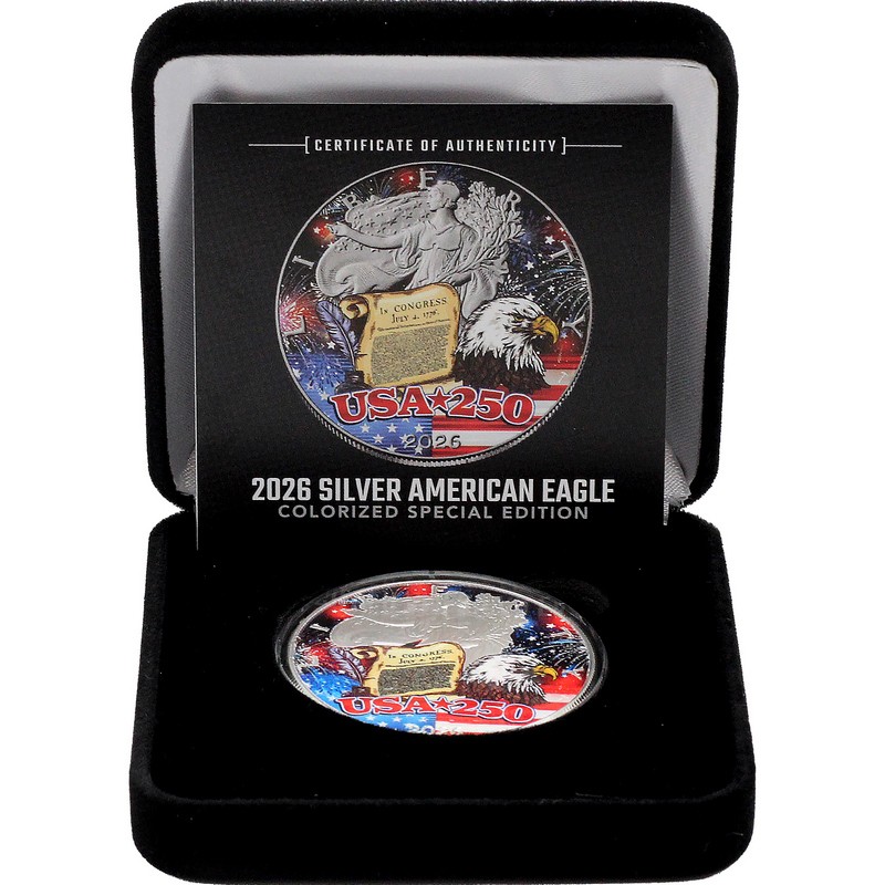 2026 Silver Eagle Colorized 1776-2026 USA 250 Edition | The Coin Vault