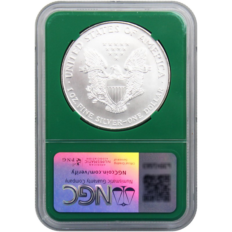 1997 (1996) Silver Eagle NGC MS69 Early Production Green Core