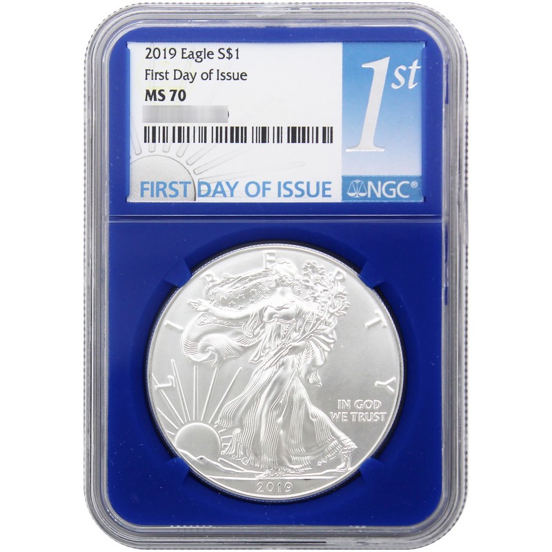 2019 Silver Eagle NGC MS70 FDI Blue Core 1st Label | The Coin Vault