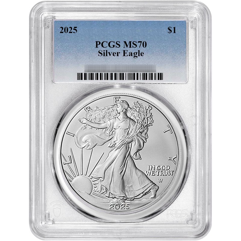 2025 Silver Eagle PCGS MS70 Blue Label | The Coin Vault