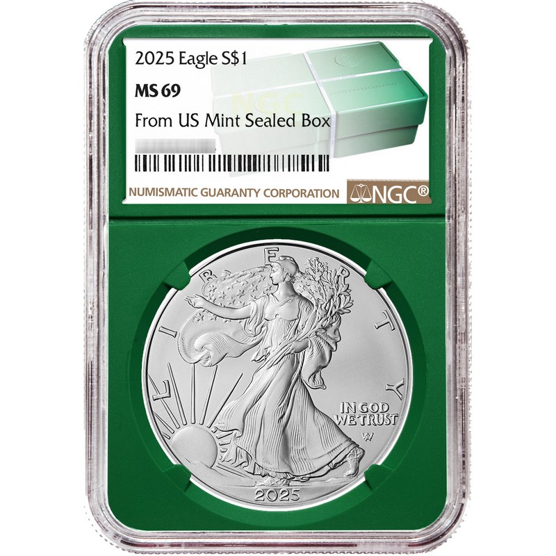 2025 Silver Eagle NGC MS69 Green Core | The Coin Vault
