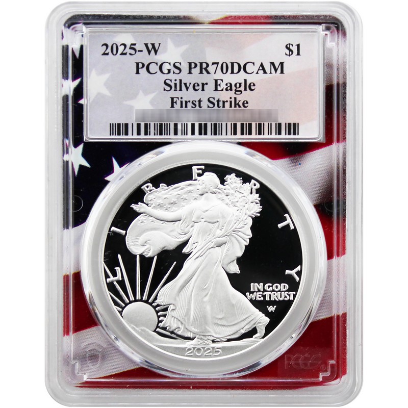 2025 W Proof Silver Eagle PCGS PR70 DCAM FS Flag Picture Frame
