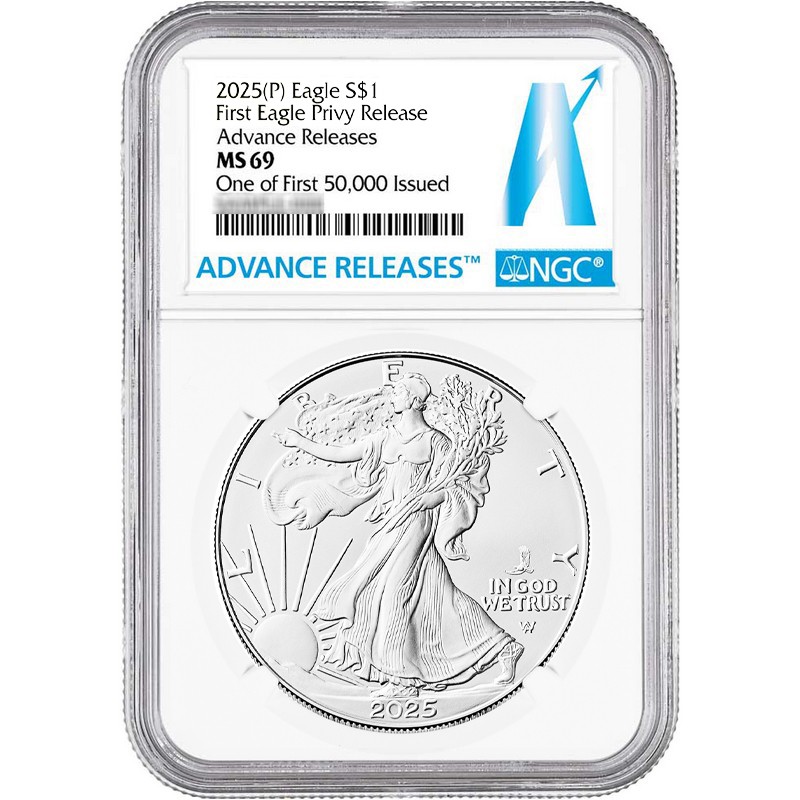 2025 (P) Silver Eagle First Eagle Privy Release NGC MS69 AR One of