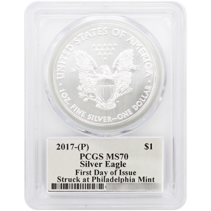 2017 (P) Silver Eagle PCGS MS70 FDI Struck at Philadelphia Thomas