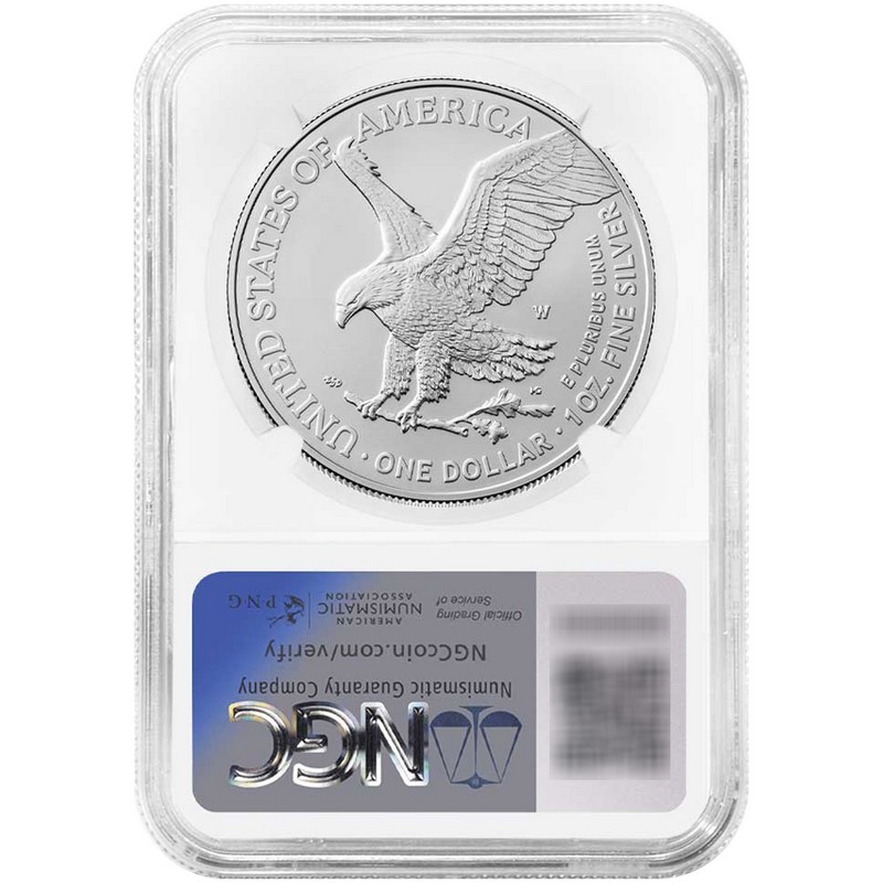 2025 W Burnished Silver Eagle NGC MS70 FDI Red, White