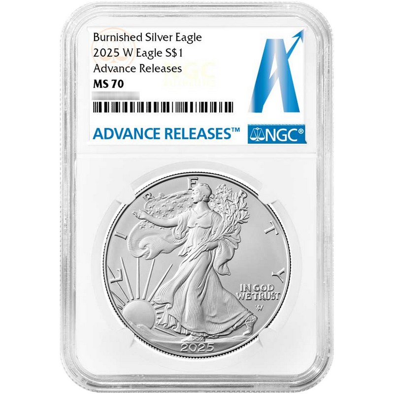 2025 W Burnished Silver Eagle NGC MS70 AR | The Coin Vault