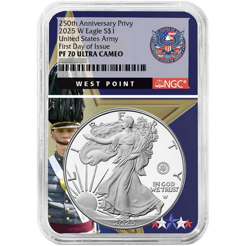 2025 W Proof Silver Eagle 250th Anniversary United States Army